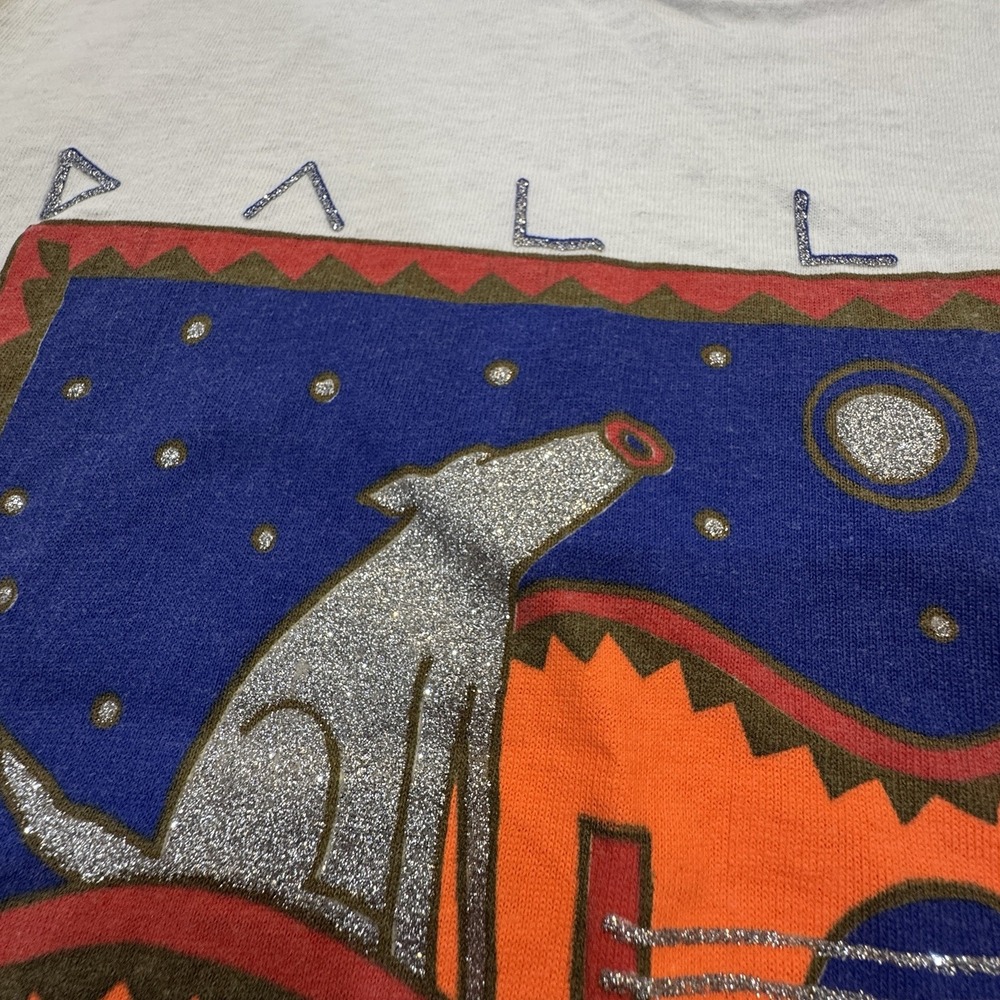 VTG '89 Single Stitch Dallas Texas T Shirt Graphic Print Coyote Glitter Sz Large - Picture 6 of 7
